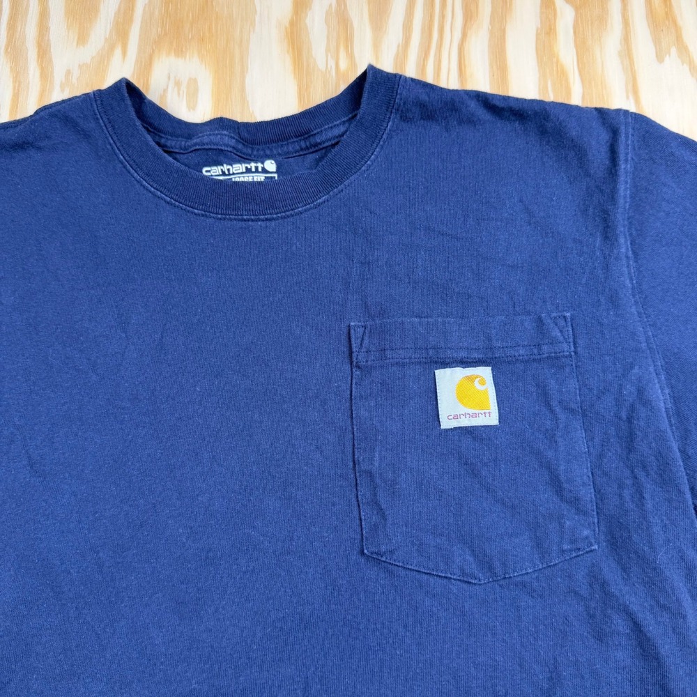 Carhartt Mens Loose Fit Short Sleeve Pocket T-Shirt Navy Blue Small K87 NVY